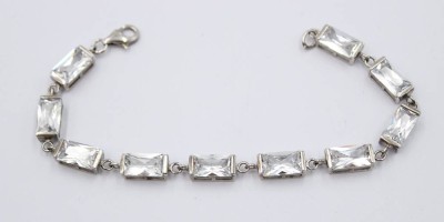 Auktion 368<br>925er Silber-Armband, klare Steine, zus. 14,5gr., L-19cm [1]