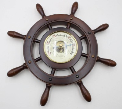 Auktion 368<br>Wandwetterstation im maritimen Stil, Steuerrad, ca. D-36cm [1]