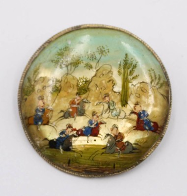 Auktion 368<br>runde Brosche, mit pers. Miniaturmalerei, älter, D-4cm [1]
