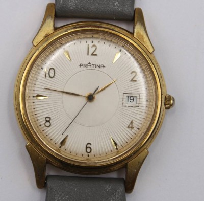 Auktion 368<br>Vintgae-Armbanduhr, Prätina, Quarz, Werk läuft, Tragespuren, ca. D-3,3cm [1]