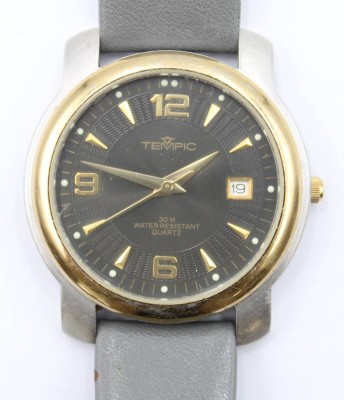 Auktion 368<br>Herrenarmbanduhr, Tempic, Quarz, Werk läuft, ca. D-3,7cm [1]