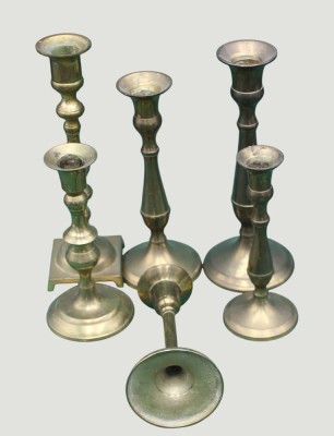 Auktion 368<br>6x div. Messing Kerzenhalter, 15-21 cm [1]
