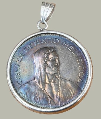Auktion 368<br>Münzanhänger 5 Franken 1968, Schweiz, Krampenfassung, 23,4 gr [1]