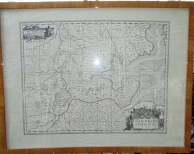 Auktion 368<br>Oldenburg Comitatus-Landkarte-Nachdruck, ger/Glas, RG 49x63 cm [1]