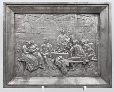 Auktion 368<br>Zinnrelief, Wirtshausszene, neuzeitl., ca. 18 x 23cm [1]