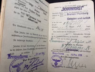 Auktion 368<br>3x Seefahrtsbücher, 30-er Jahre, hpts. NDL Schiffe [1]