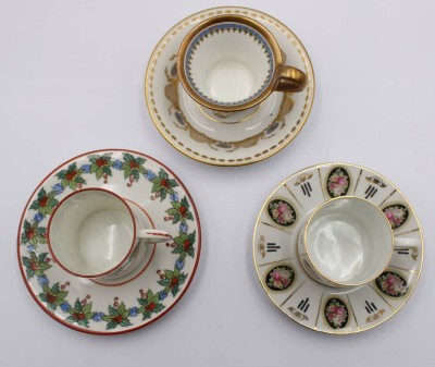 Auktion 368<br>3x div. Mokkatassen mit U.T., älter, Edelstein, Ernst Bohne und Hüttensteinach, ca. H-6cm [1]