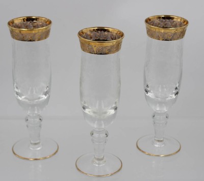 Auktion 368<br>3x Sektflöten, wohl Murano, Serie Medici, ca. H-19cm [1]