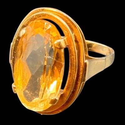 Auktion 369<br>gr. Damenring, Gold -585- mit gr. Citrin, RG 59, 5,9 gr [1]