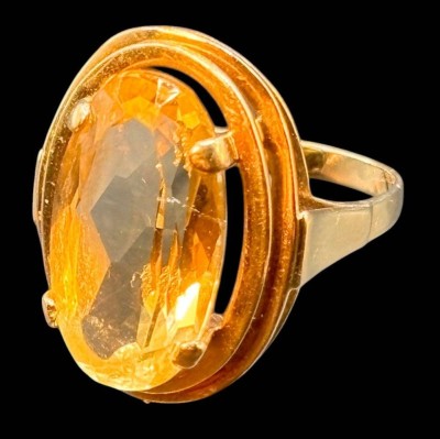 Auktion 369<br>gr. Damenring, Gold -585- mit gr. Citrin, RG 59, 5,9 gr [1]
