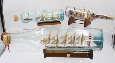 Auktion 369<br>3x div. Buddelschiffe, älter, ca. L-27,5 bis 49,5cm [1]