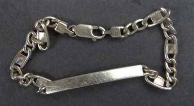 Auktion 369<br>Silber-925- Identitätsarmband ohne Gravur, L-21 cm, 9,54 gr [1]