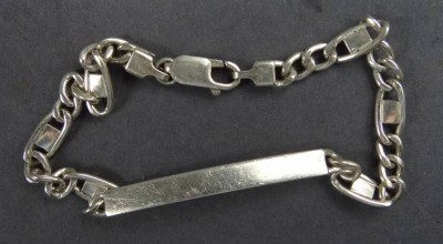 Auktion 369<br>Silber-925- Identitätsarmband ohne Gravur, L-21 cm, 9,54 gr [1]