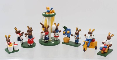 Auktion 369<br>Konvolut Osterfiguren, wohl Erzgebirge, Größte ca. H-10cm [1]