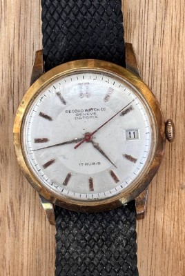 Auktion 369<br>Record Geneve Datofix Vintage-Herrenarmbanduhr. Werk läuft, Tragespuren [1]