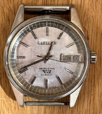Auktion 369<br>mechan.   Citizen Seven Star V2 Automatic  Herrenarmbanduhr. 21 Steine, Werk läuft, Glas zerkratzt, Tragespuren, ohne Band [1]