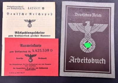 Auktion 369<br>Deutsches Reich Arbeitsbuch und Postsparbuch mit Ausweis [1]