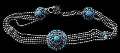 Auktion 369<br>versilberte Halskette mit Türkisen, L-ca. 36 cm [1]