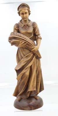 Auktion 369<br>hohe Holz-Figur, Heilige Notburga, ca. H-55cm [1]