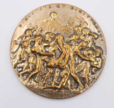 Auktion 369<br>gr. christliche Medaille, Reliefdekor, lat. beschriftet, wohl Österreich, ca. D-9cm [1]