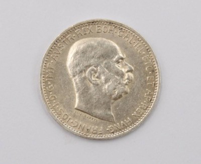 Auktion 369<br>österreichische 1-Krone-Silbermünze, 1915, Silber, D-2,2cm, ca. 5gr., [1]