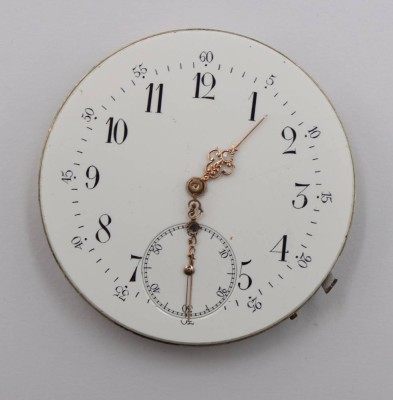 Auktion 369<br>Taschenuhrwerk, älter, ungemarkt, Krone fehlt, Werk nicht geprüft, D-5cm [1]