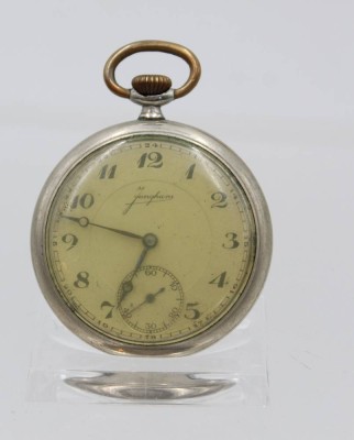 Auktion 369<br>Herren-Taschenuhr um 1930, Junghans, Kronenaufzug, Werk läuft, Aufzug etwas rumpeling, D-5cm [1]