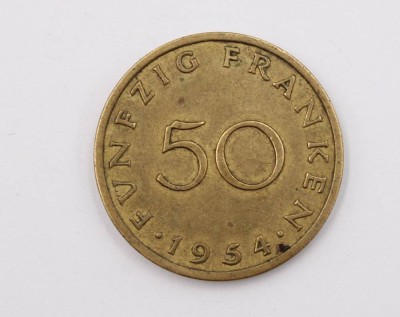 Auktion 369<br>50 Franken Münze, Saarland, 1954 [1]