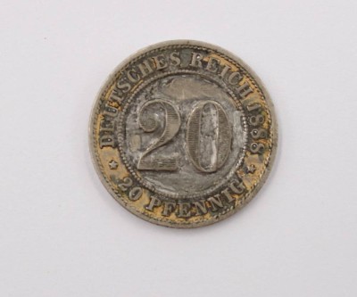 Auktion 369<br>Deutsches Reich, 20-Pfennig-Münze, 1888, Alterspuren, D-2,3cm [1]