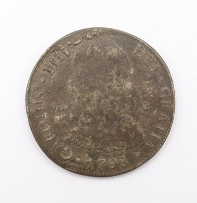 Auktion 369<br>spanischer Real aus der Zeit von König Karl III., Silber, 24,7gr., D-4cm [1]