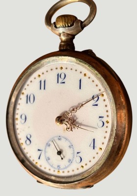 Auktion 369<br>mechan. HTU in Silbergehäuse-800-, Werk läuft, Glas fehlt, D-4,5 cm [1]