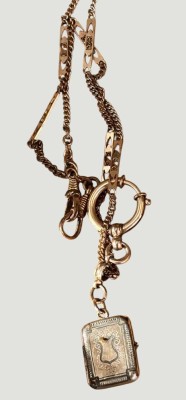 Auktion 369<br>alte  Double-Uhrenkette mit Medaillon-Anhänger, Altersspuren [1]