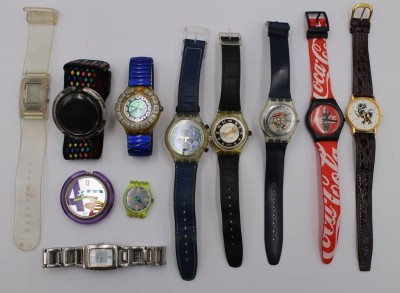 Auktion 369<br>11x div. Quarz-Armbanduhren, 7x davon Swatch, Funktionen nicht geprüft, Tragespuren [1]