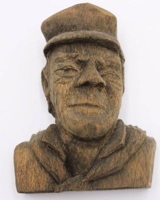Auktion 369<br>Holz-Wandkopf eines Seemannes, älter, ca. H-17cm [1]