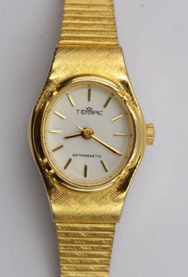 Auktion 369<br>Damen-Armbanduhr, TEMPIC Automatik, Werk läuft, goldfarben, ca. D-1,7cm [1]