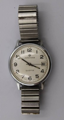 Auktion 369<br>Vintage-Herren-Armbanduhr, Junghans Quarz, Werk nicht geprüft, guter Zustand, ca. D-3,5cm, gute Erhalung [1]