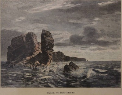 Auktion 369<br>color. Stich um 1870, Helgoland, ger./Glas, RG 44 x 53cm [1]