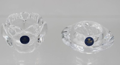 Auktion 369<br>2x  Leuchter, Royal Copenhagen, farbloses Glas, ca. H-4,5cm und 6cm [1]