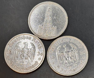 Auktion 369<br>3x 5  Reichsmark 1934, Garnisonskirche, Silber [1]