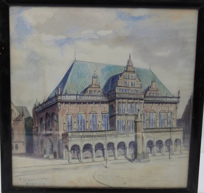 Auktion 369<br>A.Grauwinkel Bremen, Rathaus, gerahmt/Glas, RG 45 x 44cm [1]