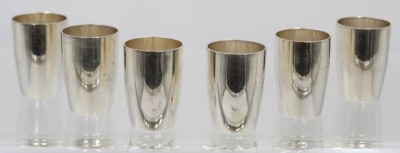 Auktion 369<br>6x Vodkabecher, versilbert, H-4,5 cm [1]