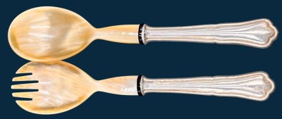 Auktion 369<br>Salatbesteck mit Silbergriff-800-, L-23 cm, 99 gr [1]