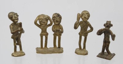 Auktion 369<br>5x div, westafrikan. Bronze-Statetten (1x doppelt), H-6 cm [1]