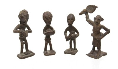 Auktion 369<br>4x kl. westafrikanische Bronzefiguren, H-ca. 6 cm [1]