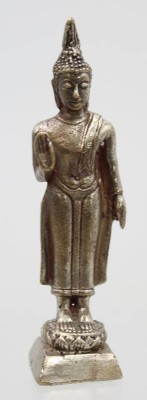 Auktion 369<br>kl. Metall Buddha, stehend, H-10 cm [1]