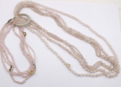 Auktion 369<br>7x div. Rosenquarz-Halsketten, 3x endlos, ca. L-46cm [1]