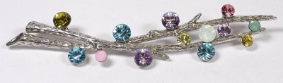Auktion 369<br>Große lange Brosche,mit Farbsteinen,L- 13cm,versilbert [1]