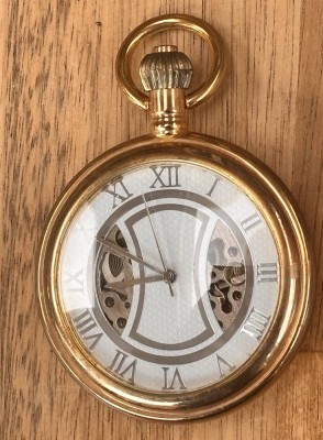 Auktion 369<br>mechan. HAU in Doublegehäuse, Rückseitig  Glasdeckel, Werk läuft, D-4,5 cm [1]