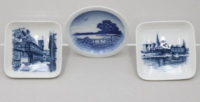 Auktion 369<br>3x kl. Ansichtenteller, Royal Copenhagen, ca. D-8,5cm [1]