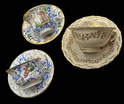 Auktion 369<br>3x Biedermeier-Tassen mit U.T., 1x U.T. geklebt [1]